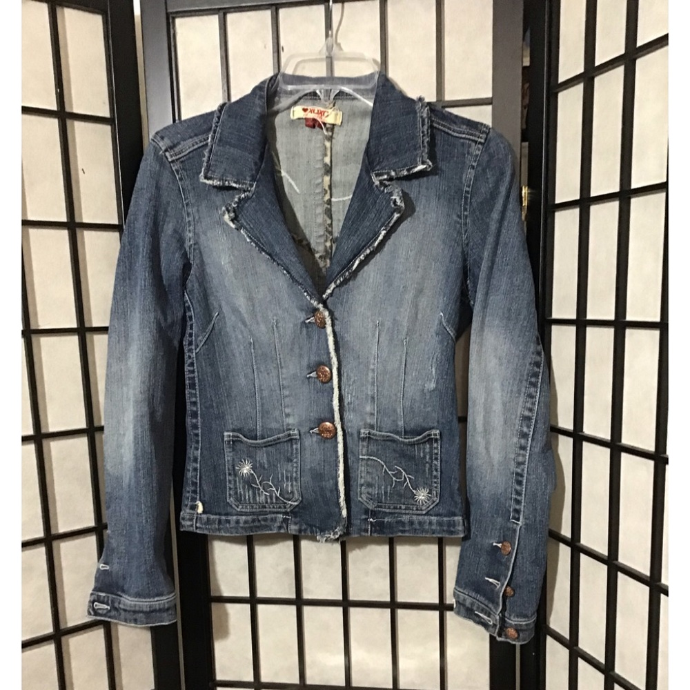 XOXO Distressed Ruby Denim Jacket